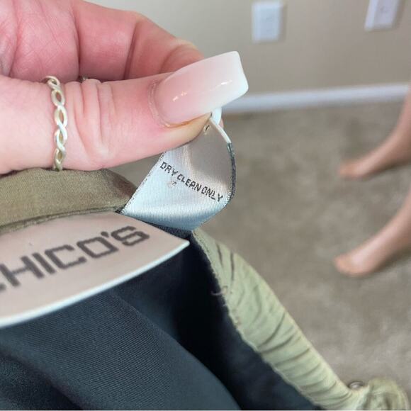 Chico's midi skirt linen silk cotton blend brown embroidered pleated lined SZ 3 - Picture 11 of 11